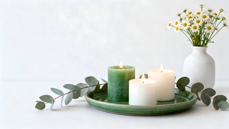 绿意烛光静谧时光图片