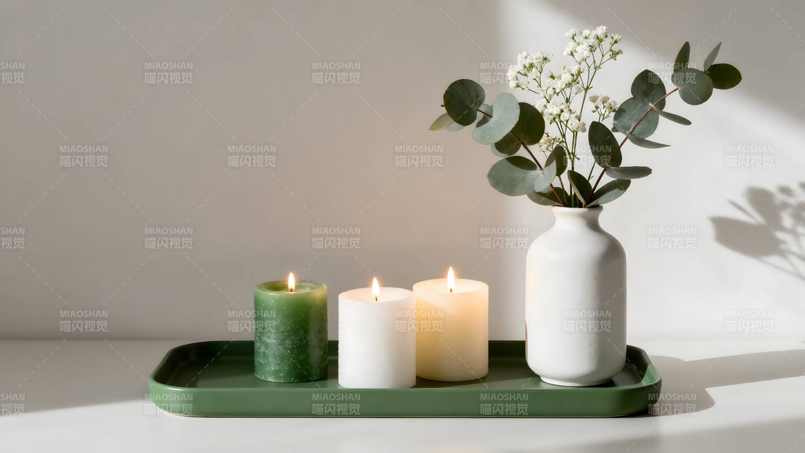 静谧烛光绿意盎然图片