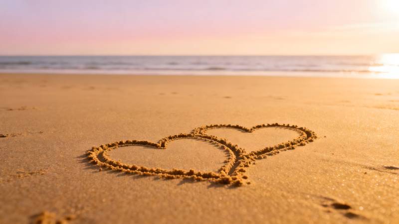 沙滩上的爱心图片