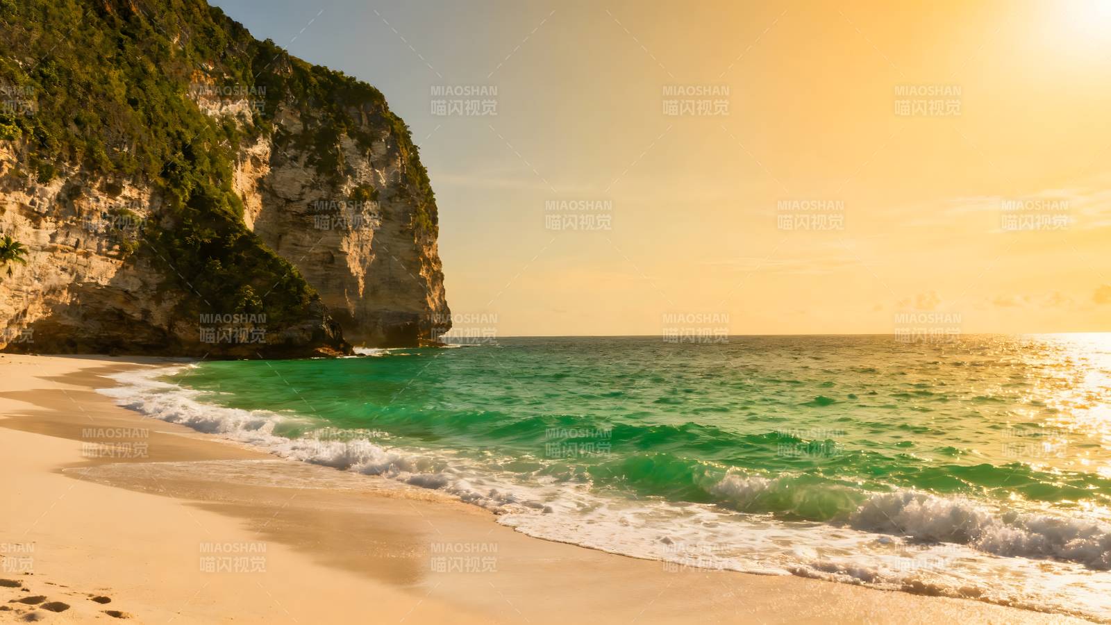 碧海金沙 夕阳美景图片