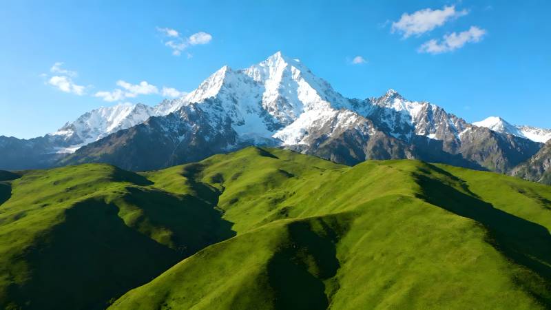 雪山绿野风光图片