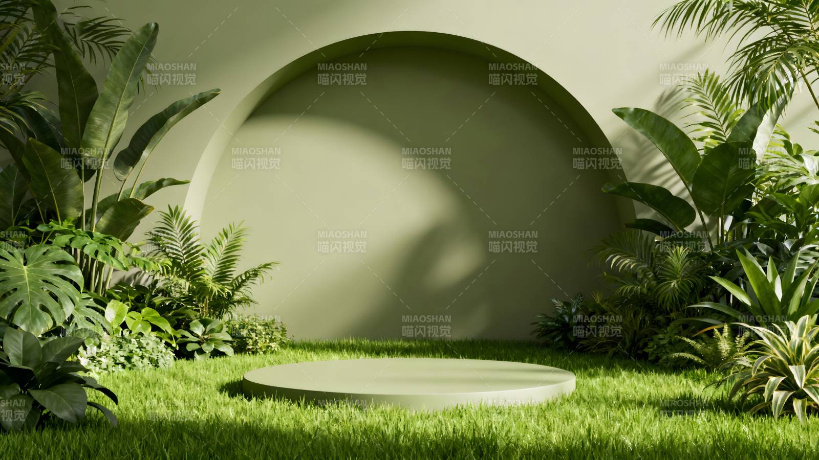 绿意盎然的自然舞台图片