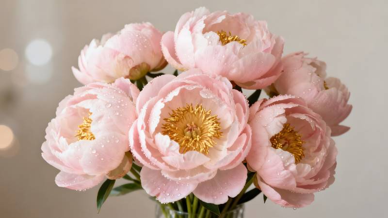 粉嫩牡丹花束图片