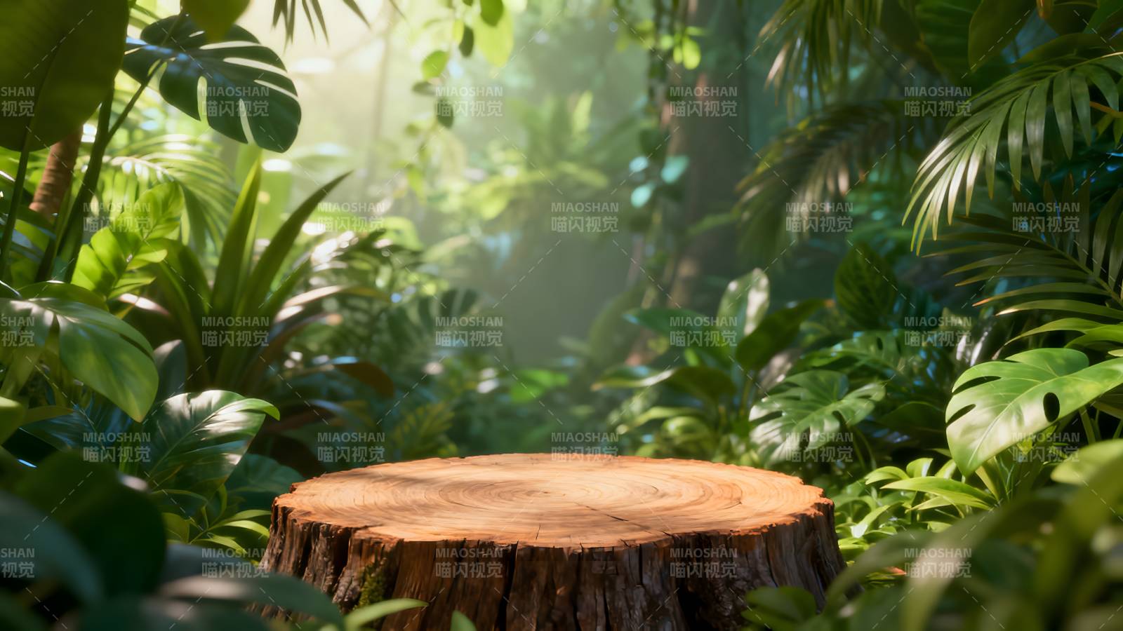丛林树桩静谧景图片