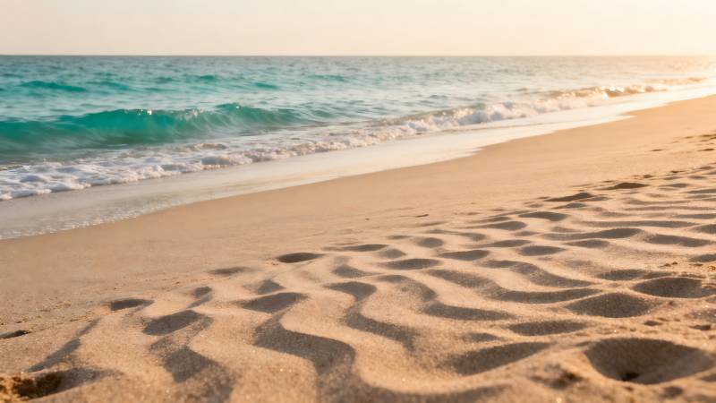 沙滩上的足迹图片