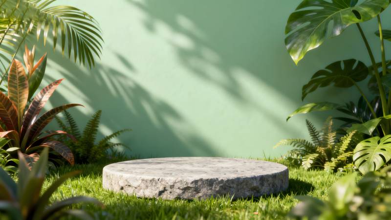 绿意盎然的石台图片