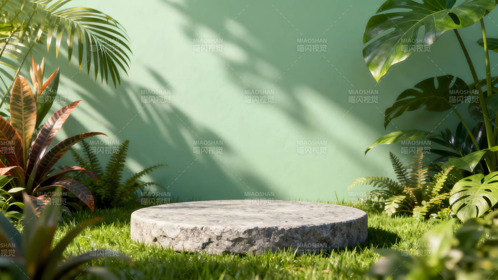 绿意盎然的石台图片