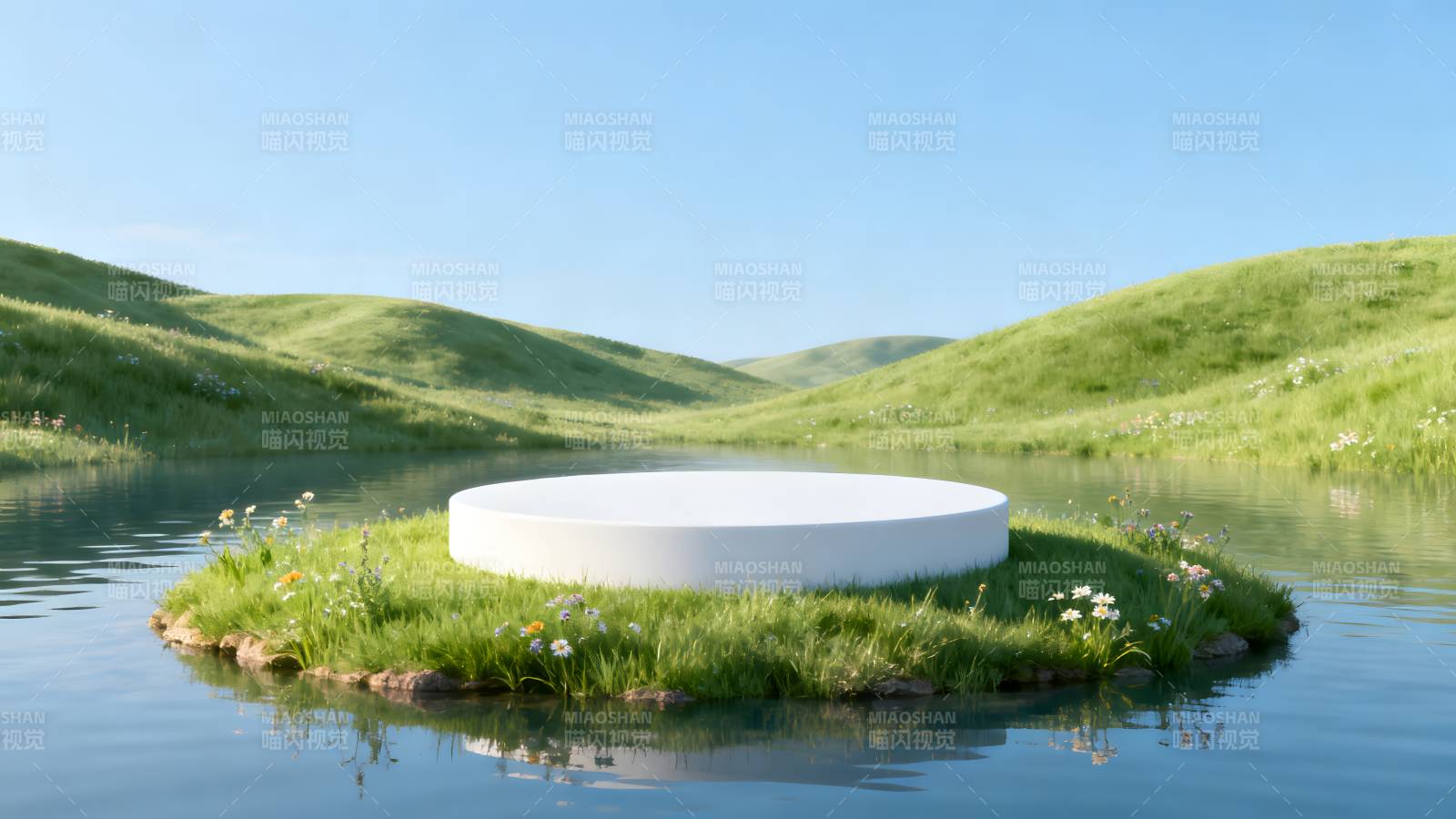 绿洲中的白色圆台图片