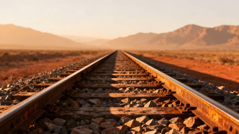 铁轨延伸至远方图片