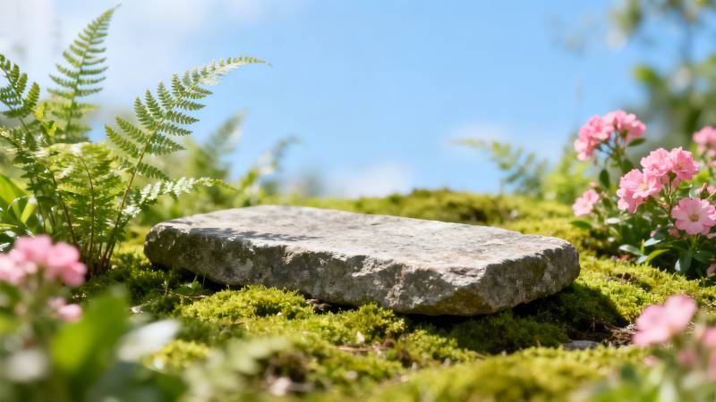 石上青苔花影图片