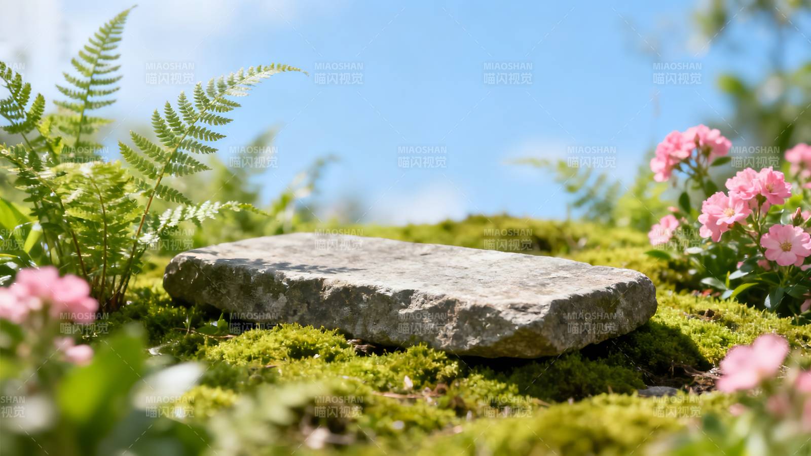 石上青苔花影图片