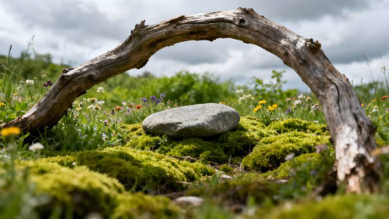 枯木拱门绿意盎然图片