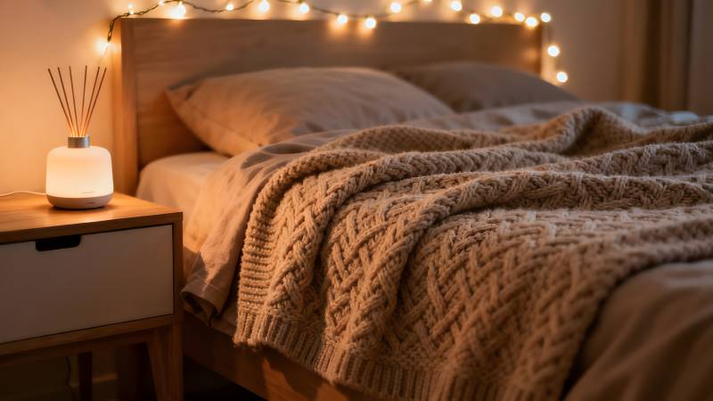 温馨卧室夜景图片