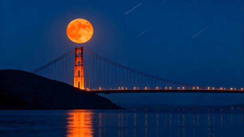 金月映桥夜景图片