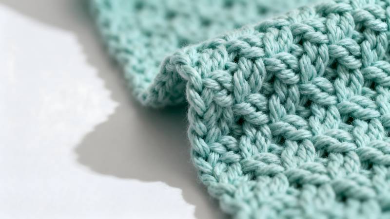 浅绿钩针编织纹理图片