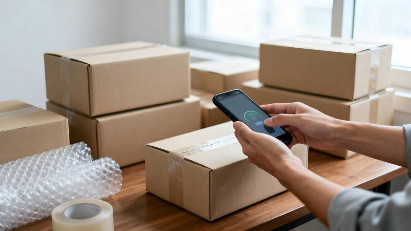 快递打包扫码发货图片