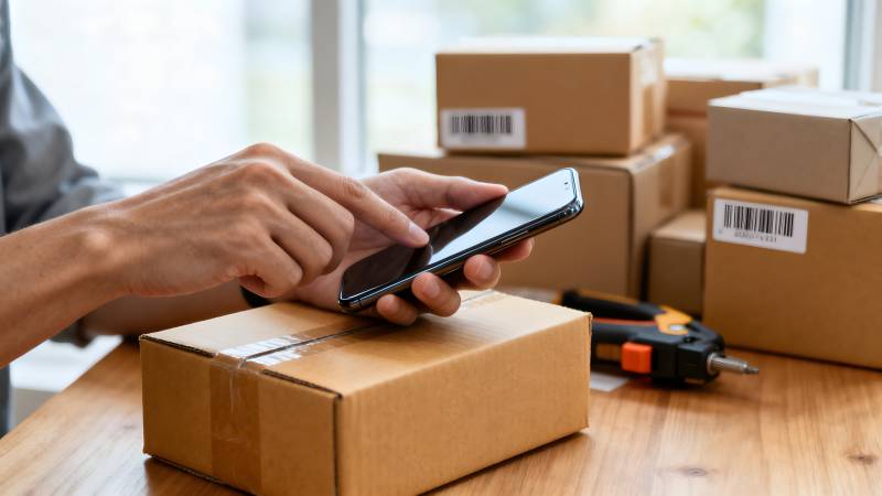 手机扫描包裹条码图片