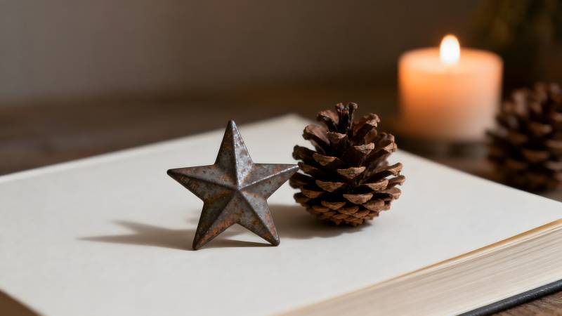 星与松果静谧相伴图片