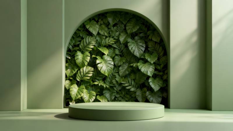 绿意盎然的展示台图片