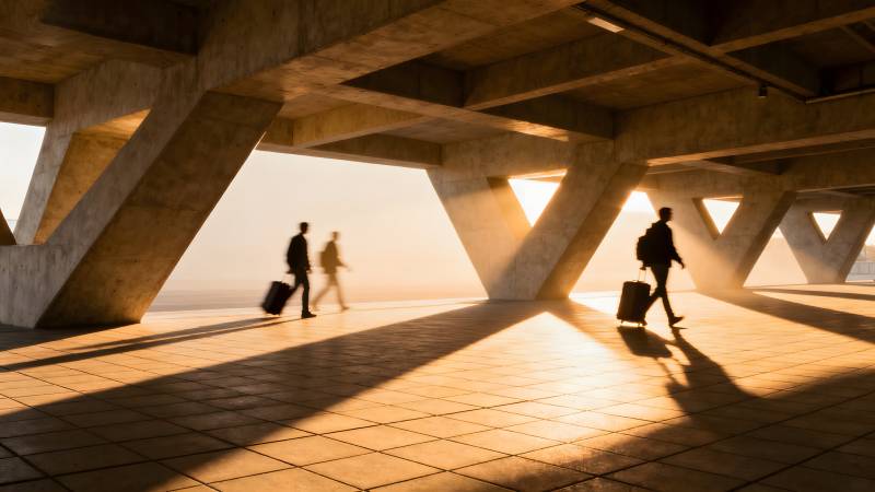 光影中的行旅人图片