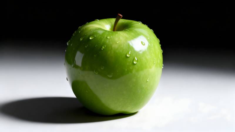 青苹果上的水珠图片