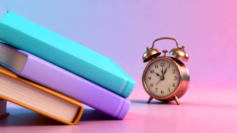 书本与闹钟图片