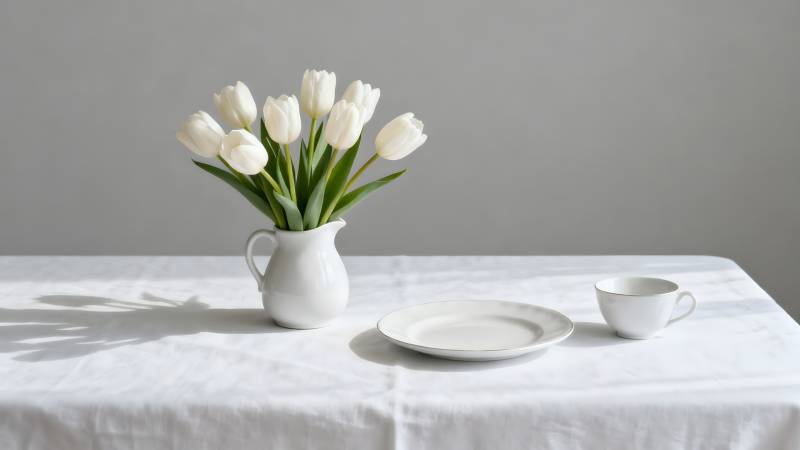 白花静物图图片