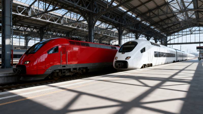 双列高铁并停站台图片