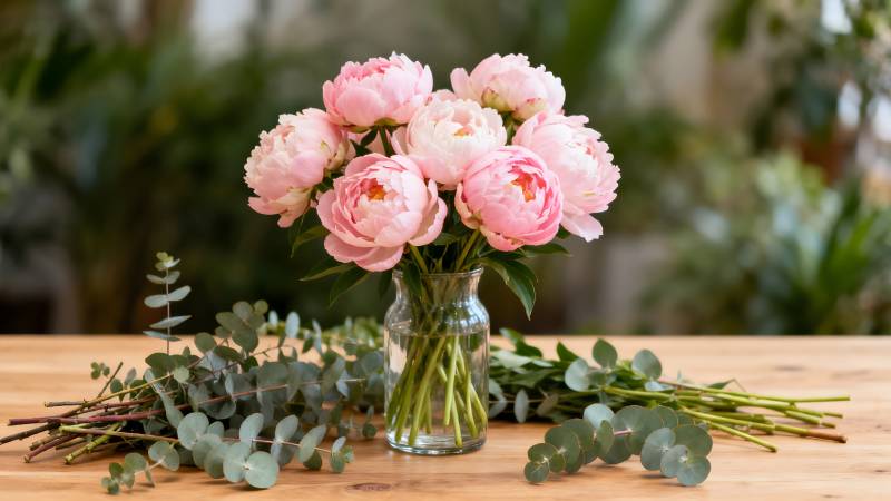 粉玫瑰花束静物图片