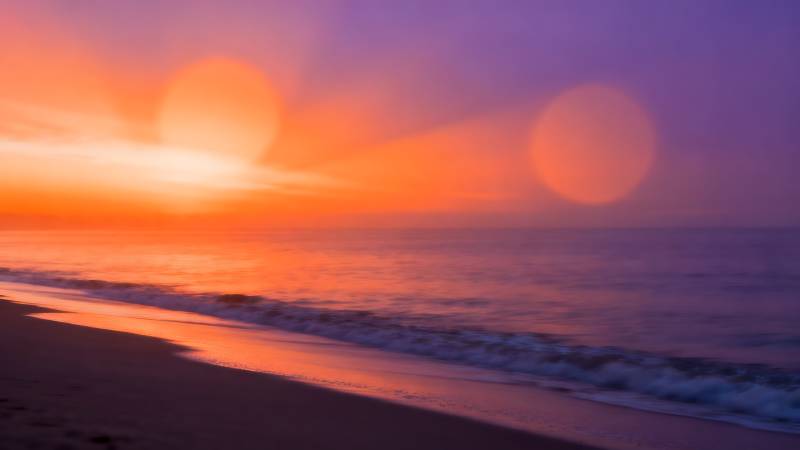 夕阳海滩美景图片