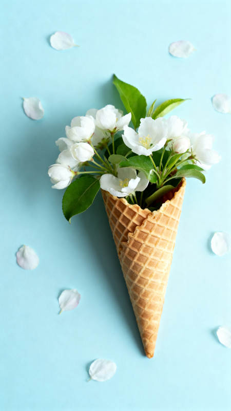 花香冰淇淋锥图片