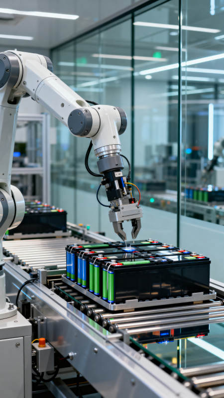 智能机器人组装电池图片