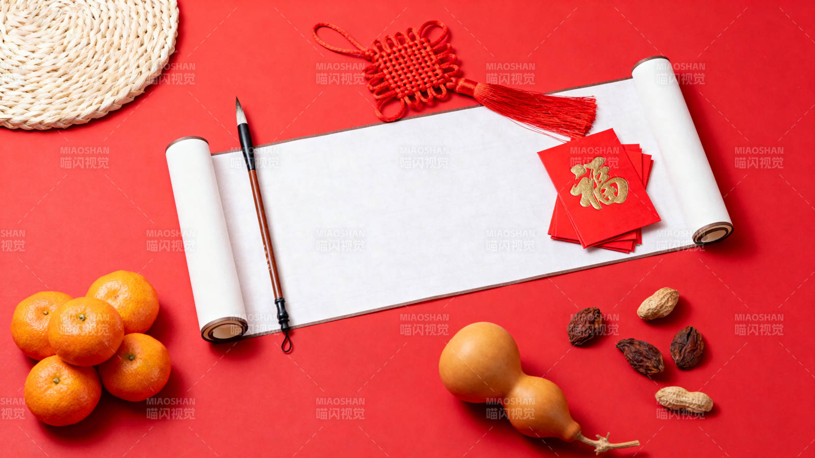 新春福字卷轴图片