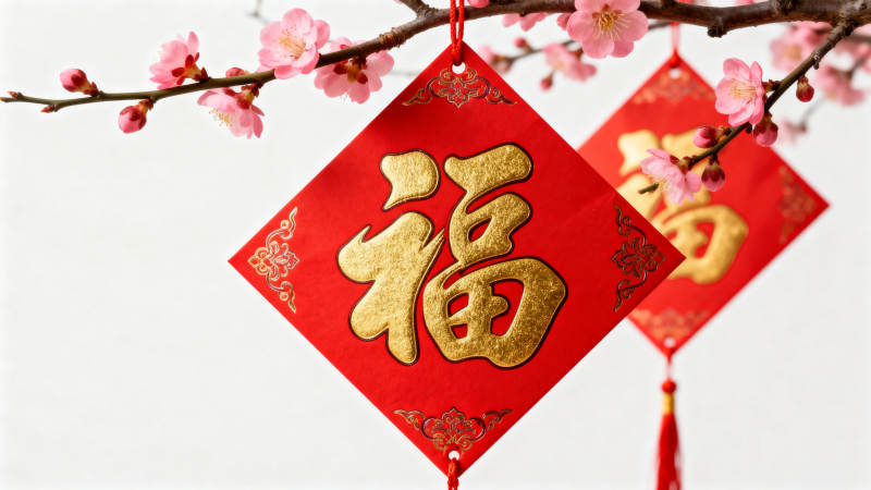 福字迎春花枝俏图片