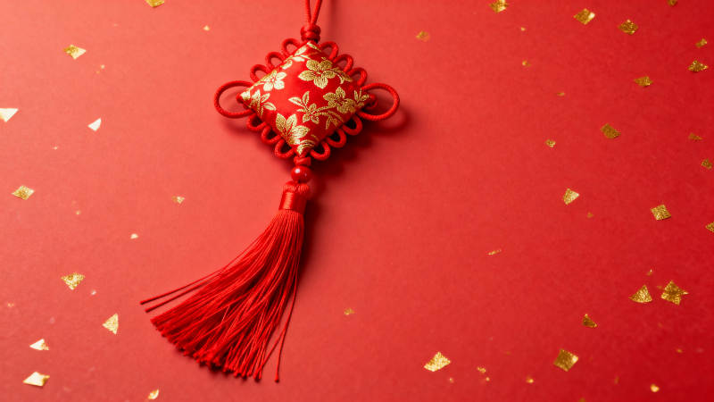 红绳金结迎新春图片