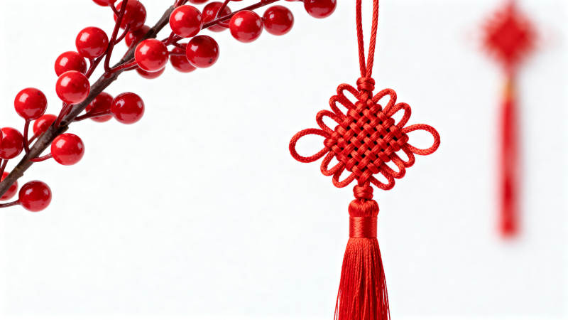 红绳结与浆果装饰图片