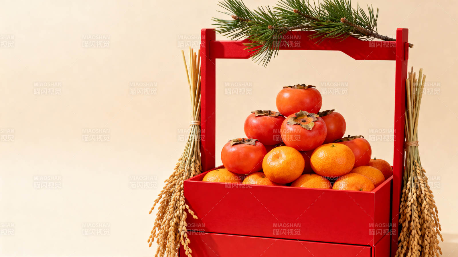 红筐柿子迎秋景图片