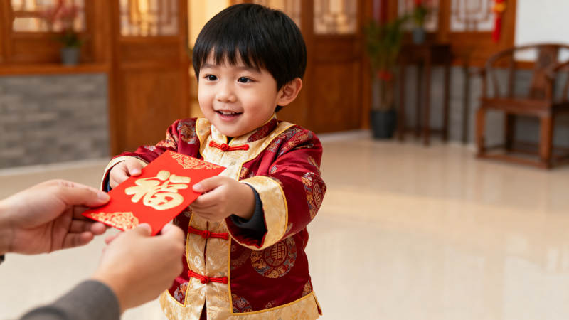 小孩收红包图片