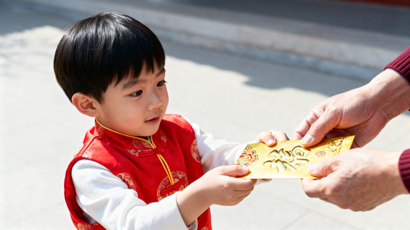 小孩收压岁钱图片
