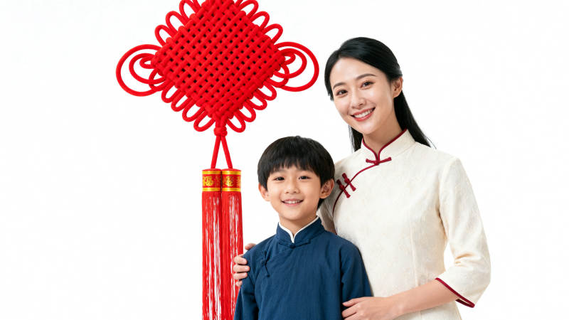 母子共庆新春图片