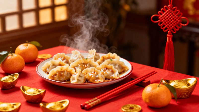 热腾腾的饺子宴图片