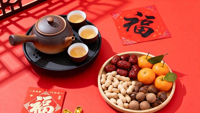 新春茶果迎福年图片