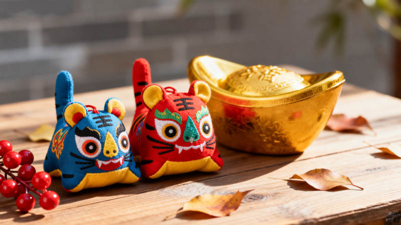 虎年吉祥物与金元宝图片