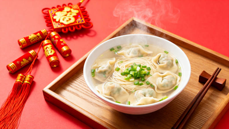 热腾腾的饺子汤图片