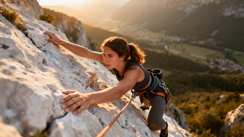 攀岩者挑战峭壁图片