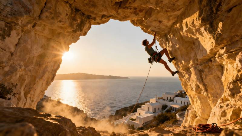 悬崖攀岩 海景壮丽图片