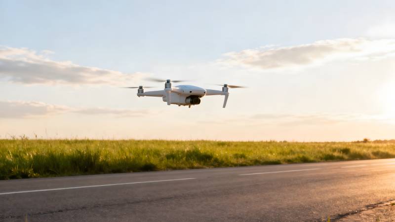 无人机翱翔田野上图片