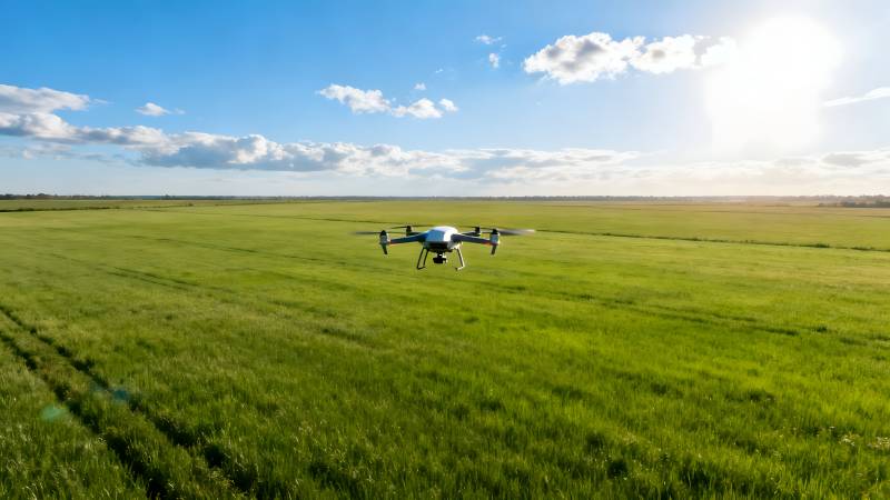 无人机飞越绿野图片