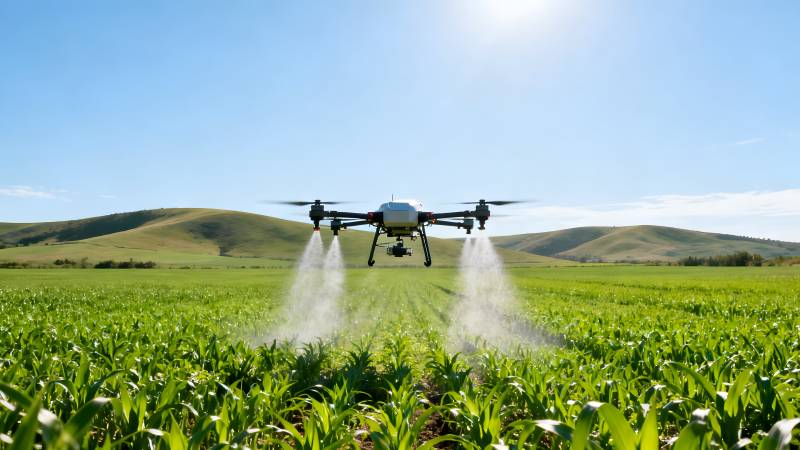 无人机喷洒农田图片