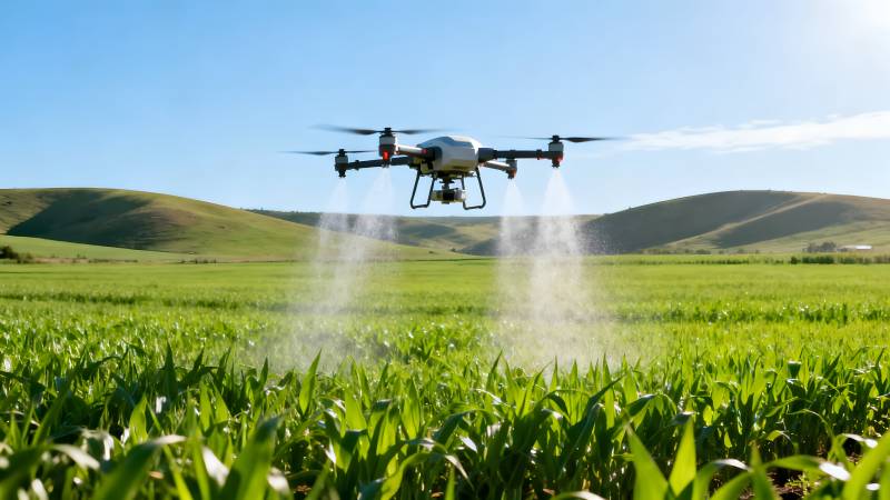 无人机喷洒农田图片